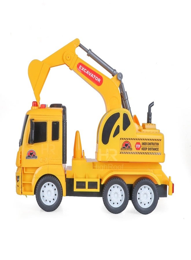 HighRoof Excavator Truck Push and Go Unbreakable Friction Power Construction Vehicle Friction Toy Children's Develops Motor Skills Engineering Truck Toys for Kids with Light & Sound Kid Boys Girls - Image 2